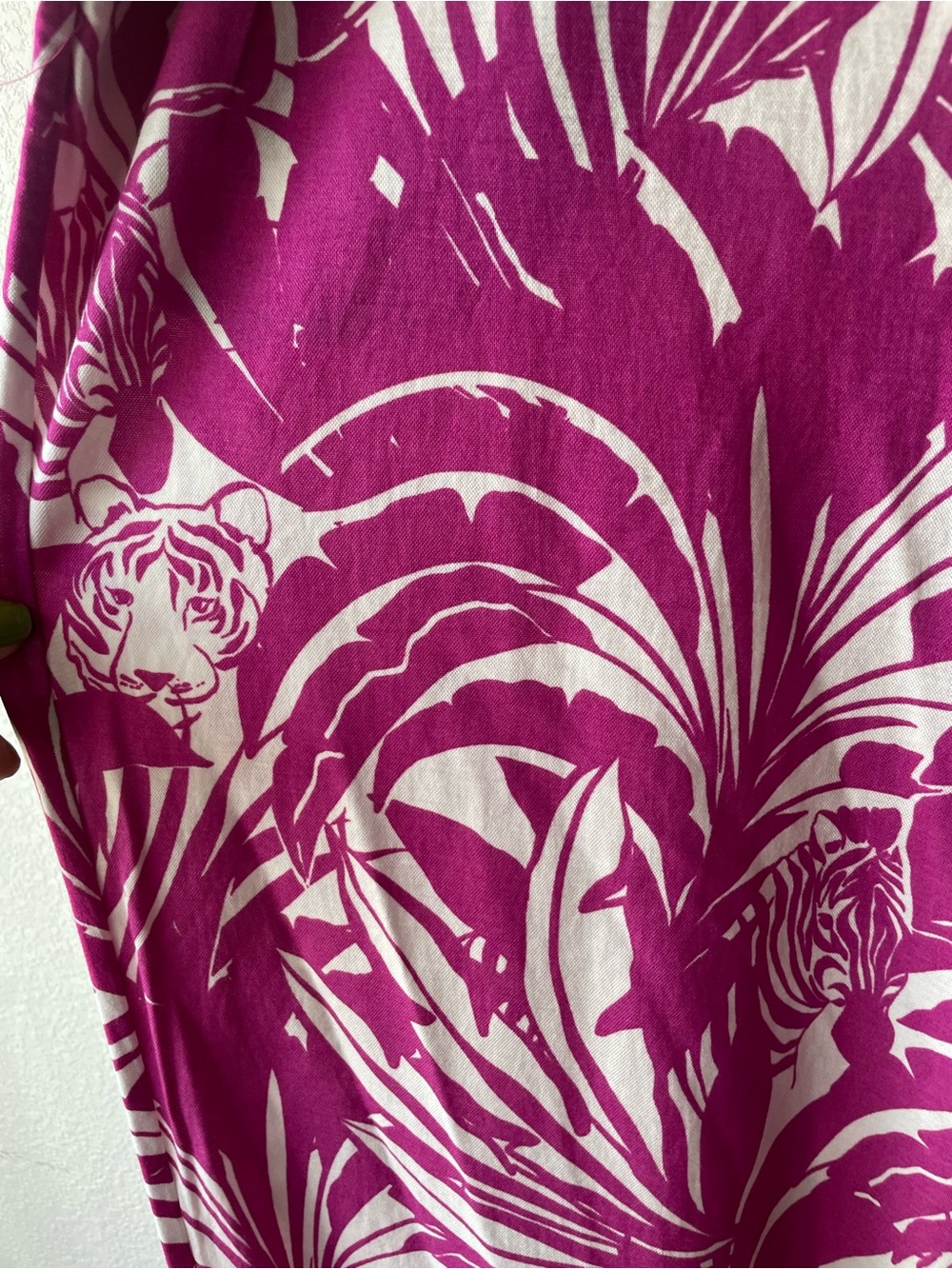 Belle by Kim Gravel Fuchsia and White Printed Elastic Waist Pants - Picture 5 of 6